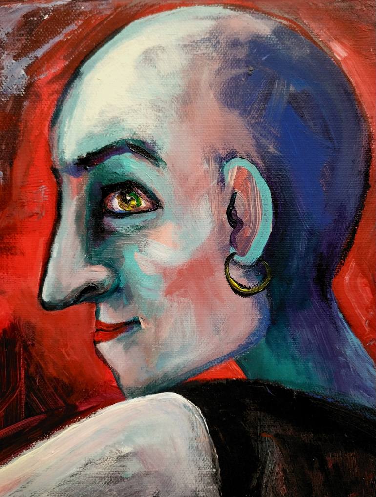 Original Expressionism Portrait Painting by Elisheva Nesis