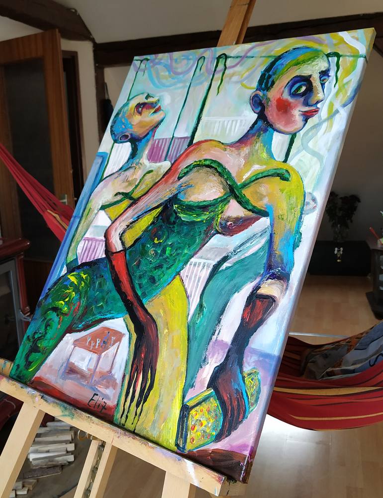 Original Expressionism Women Painting by Elisheva Nesis