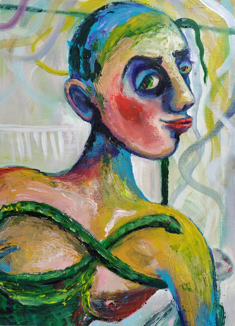 Original Expressionism Women Painting by Elisheva Nesis