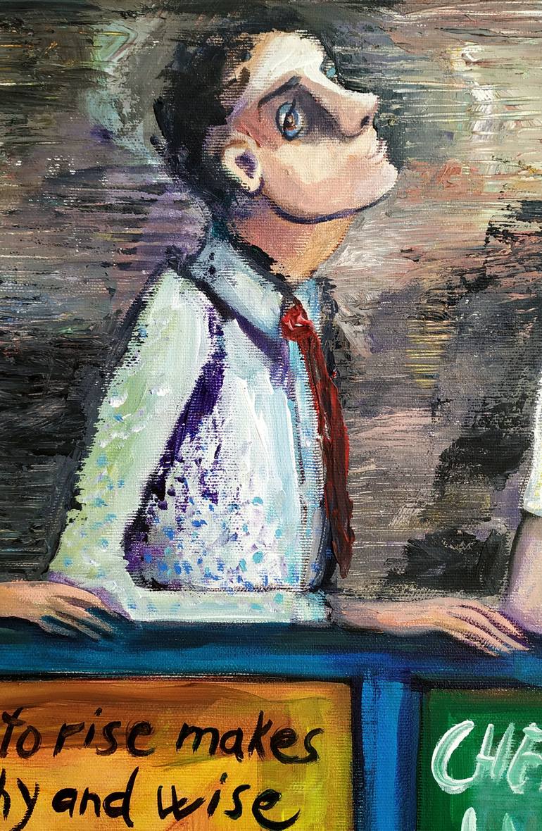 Original Expressionism People Painting by Elisheva Nesis