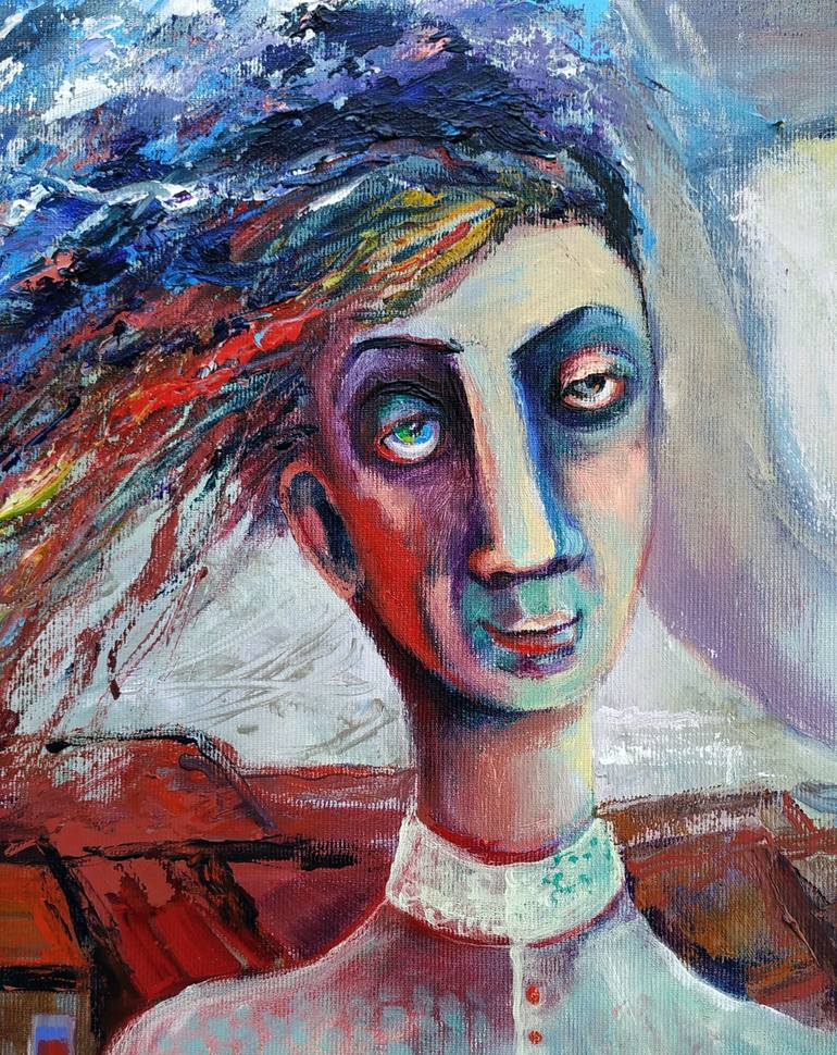 Original Expressionism Women Painting by Elisheva Nesis