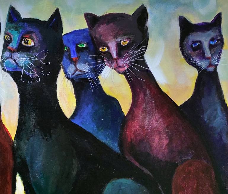 Original Cats Painting by Elisheva Nesis