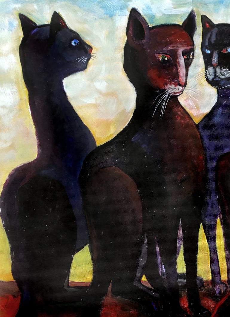 Original Cats Painting by Elisheva Nesis
