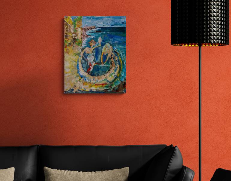 Original Abstract Seascape Painting by Fatima Erkenova