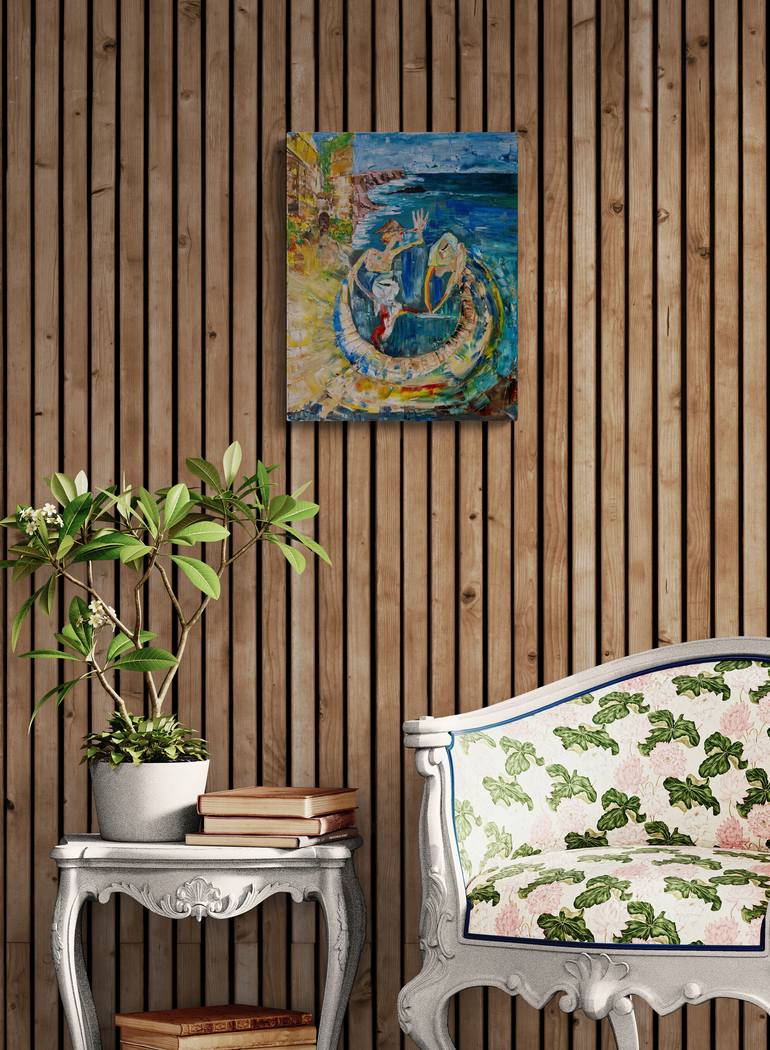 Original Abstract Seascape Painting by Fatima Erkenova