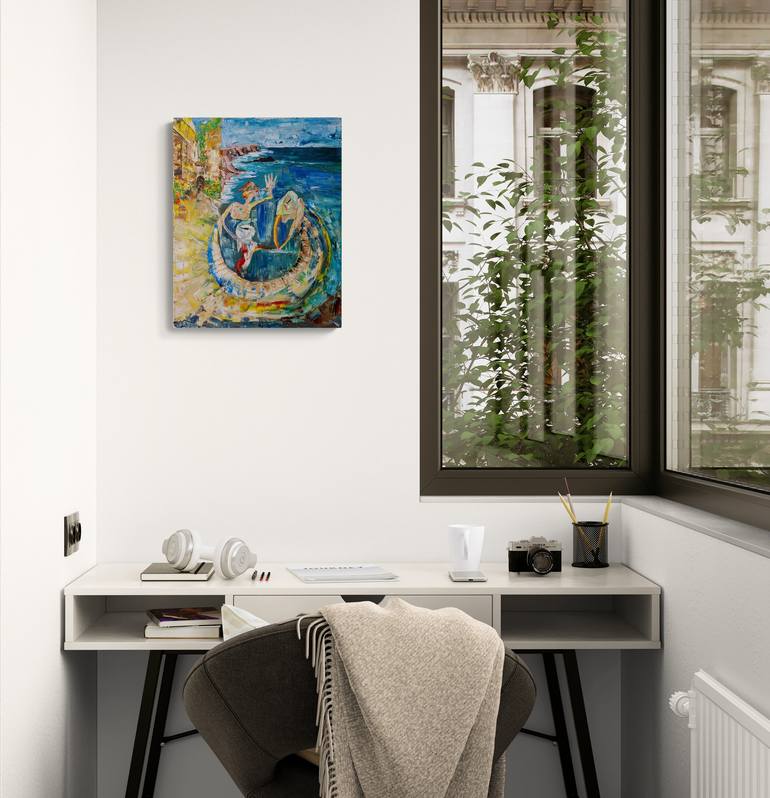 Original Abstract Seascape Painting by Fatima Erkenova