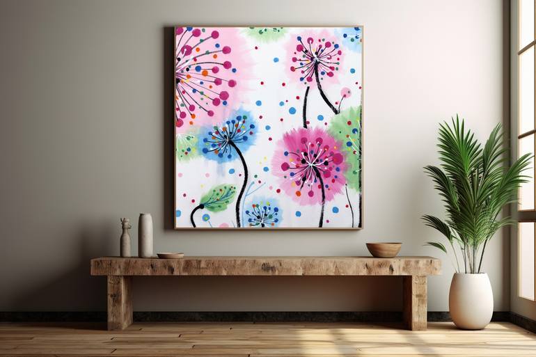 Original Art Deco Nature Drawing by Santay Qiu