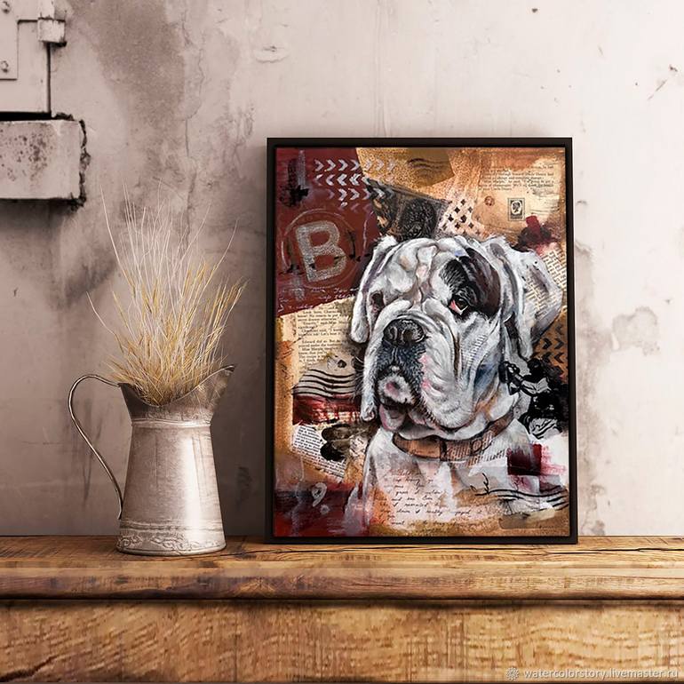 Original Abstract Animal Mixed Media by Julia Shilo