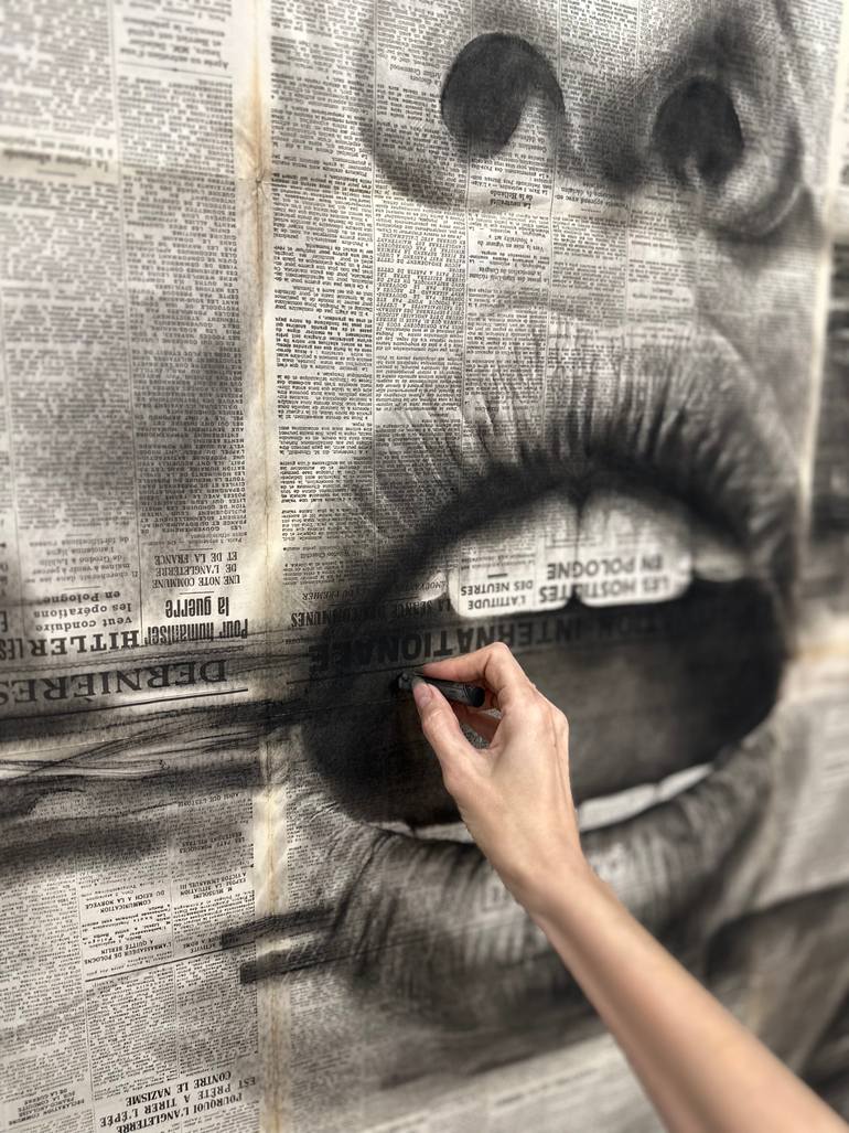 Original Black & White Abstract Drawing by Julia Shilo