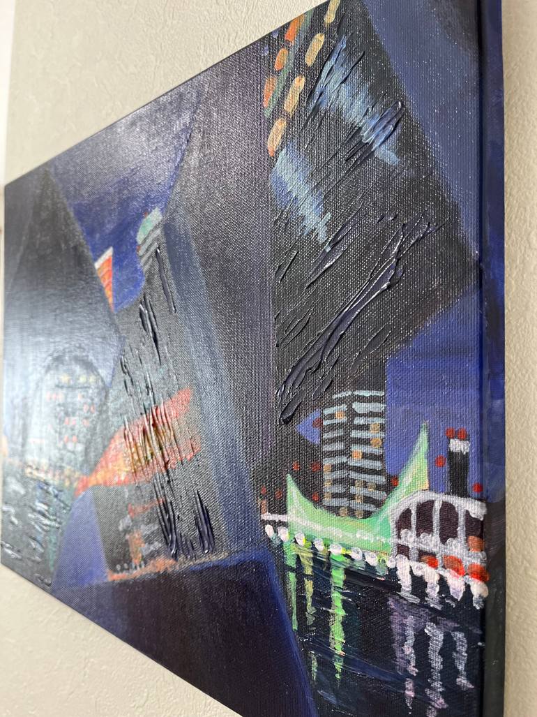 Original Cubism Cities Painting by Yuka Mitsufuji