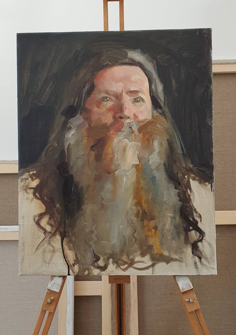 Original Realism Men Painting by Anastasiia Astapenko