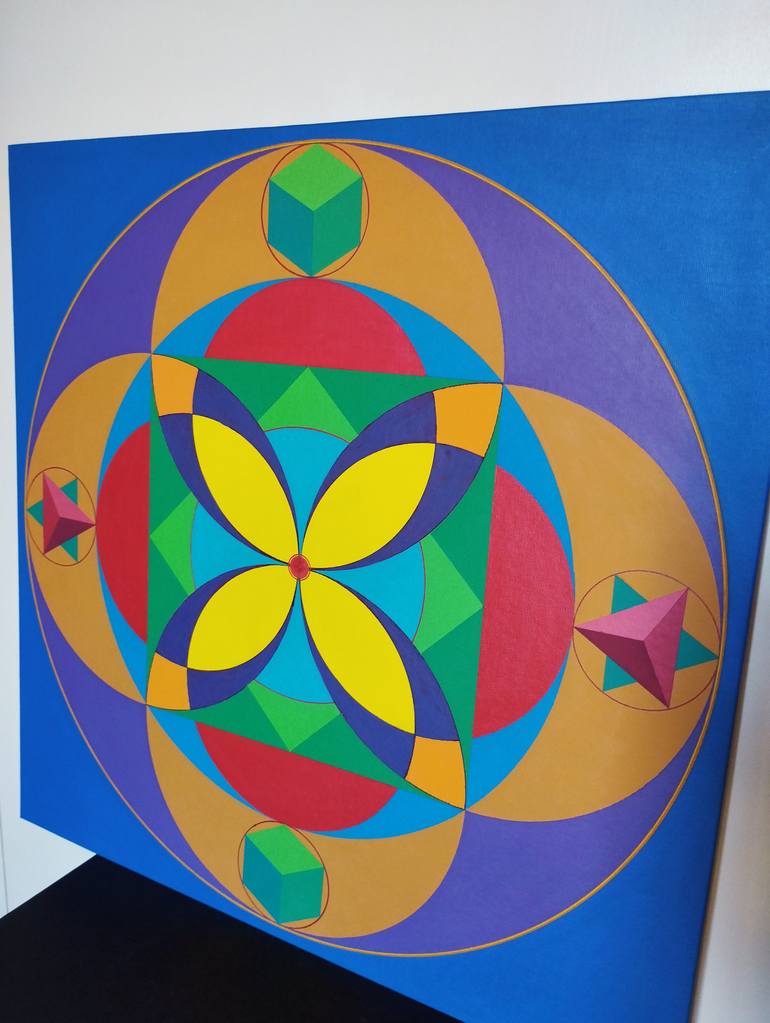 Original Geometric Abstract Painting by Paolo Carraro