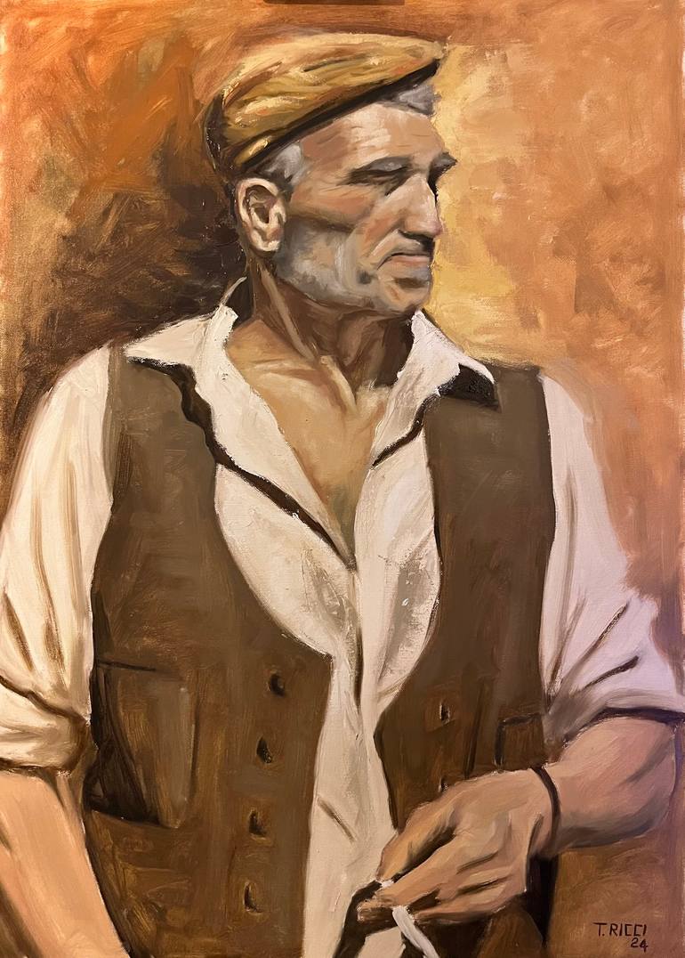 Original Men Painting by Tommaso Ricci | Figurative Art on Canvas | Portrait of a man