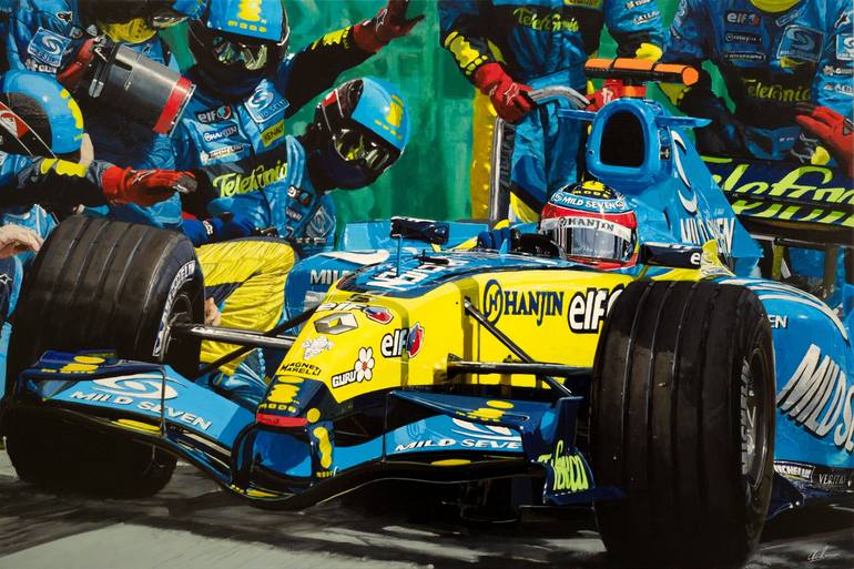 Fernando Alonso 05 Renault F1 Painting by James Stevens