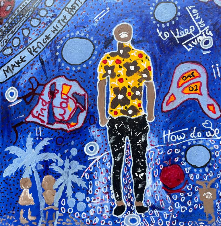 Original People Painting by Olumide Ajayi | Abstract Expressionism Art on Canvas | Untitled - 21st Century, Contemporary, Abstract Expressionism