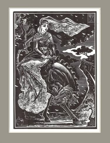 Original Art Nouveau Love Printmaking by Klodian Luca