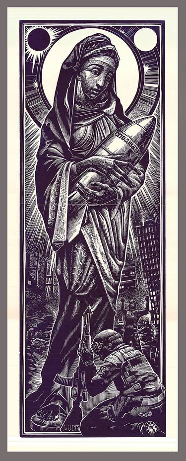 Original Art Nouveau Religion Printmaking by Klodian Luca