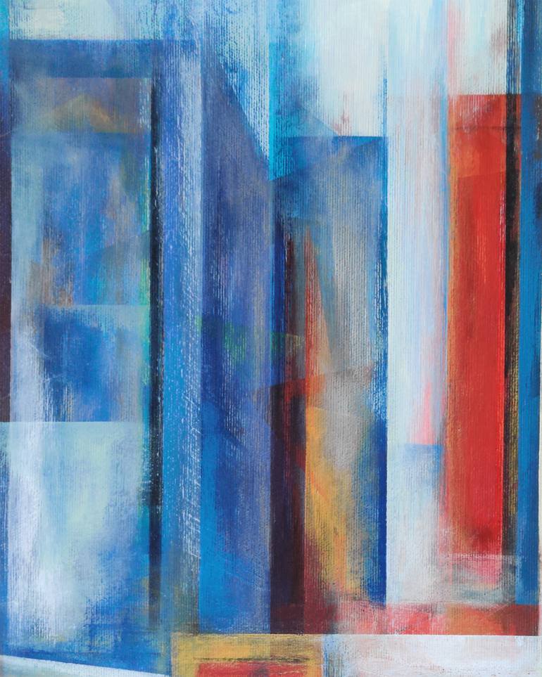 Original Geometric Cities Painting by Róbert Bánrévi