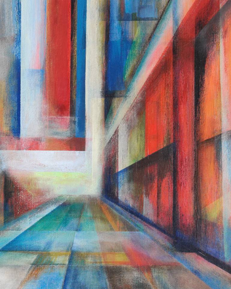 Original Geometric Cities Painting by Róbert Bánrévi