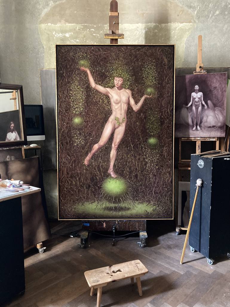 Original Figurative Nude Painting by David Dalla Venezia