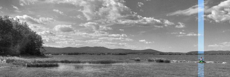 Original Landscape Photography by Vladimir Borele | Black & White Art on Paper | Fisherman on the lake, limited edition of 10 photograph