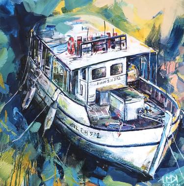 Original Expressionism Boat Drawings by Marina Kuharczuk