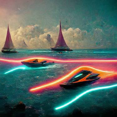 Original Abstract Expressionism Boat Digital by Joanna Jachimczyk