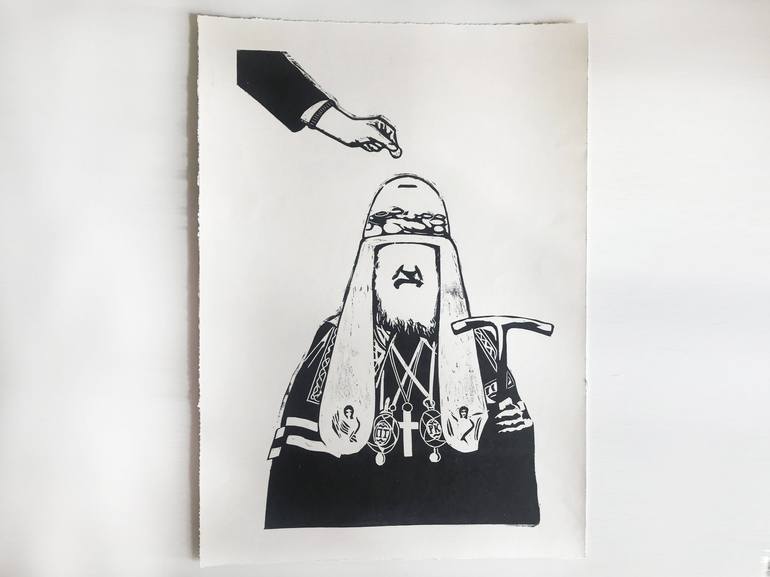 Print of Black & White Pop Culture/Celebrity Printmaking by Slavaptrk Artist