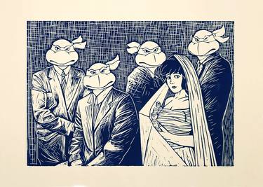 Original Street Art Pop Culture/Celebrity Printmaking by Slavaptrk Artist
