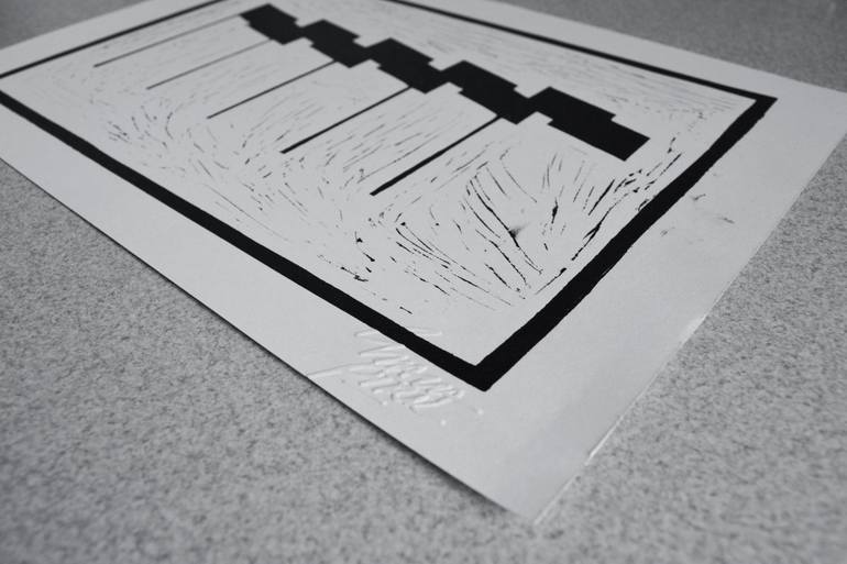 Original Black & White Geometric Printmaking by Slavaptrk Artist
