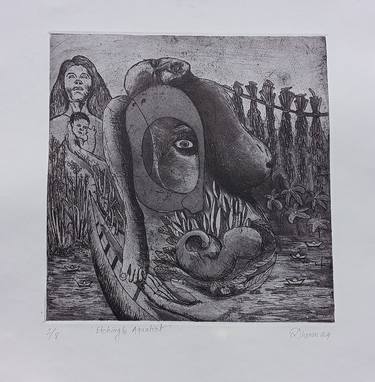 Original Abstract Expressionism Love Printmaking by Dhonen Brahma