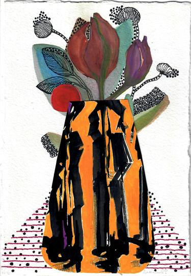 Original Contemporary Floral Mixed Media by Amira Behbehani