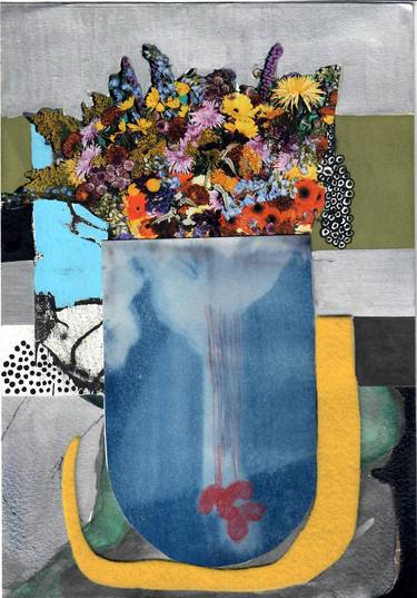 Original Abstract Expressionism Floral Mixed Media by Amira Behbehani