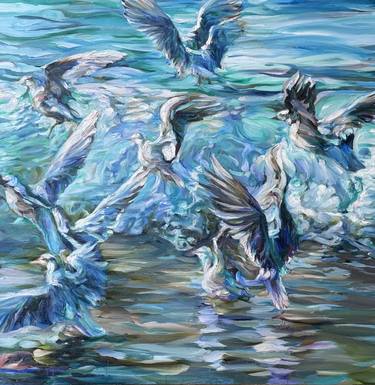 Original Expressionism Beach Painting by Lisa Rink