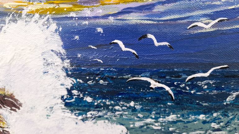 Original Algorithmic Seascape Painting by Liudmyla Parhamin