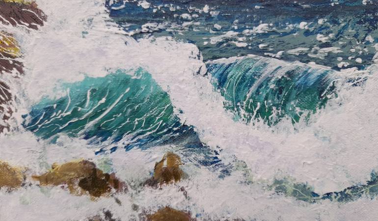 Original Algorithmic Seascape Painting by Liudmyla Parhamin