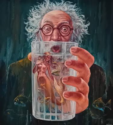 Original Surrealism Men Paintings by Vilijus Vaisvila