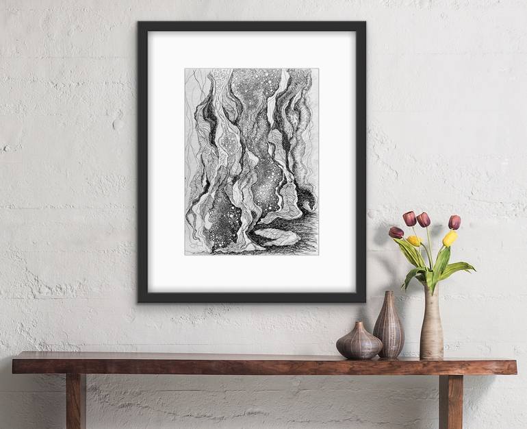Original Black & White Nature Drawing by Menna Hamdy