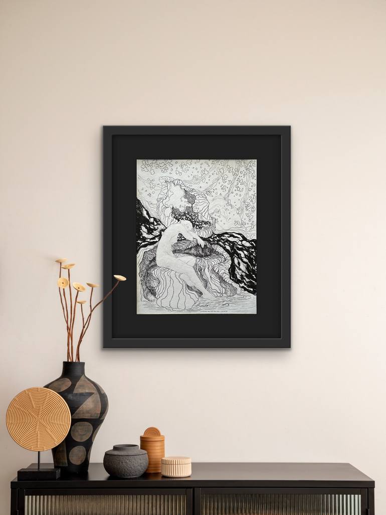 Original Black & White Nude Drawing by Menna Hamdy