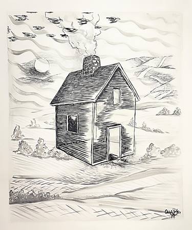 Original Black & White Landscape Mixed Media by Carole Bolger