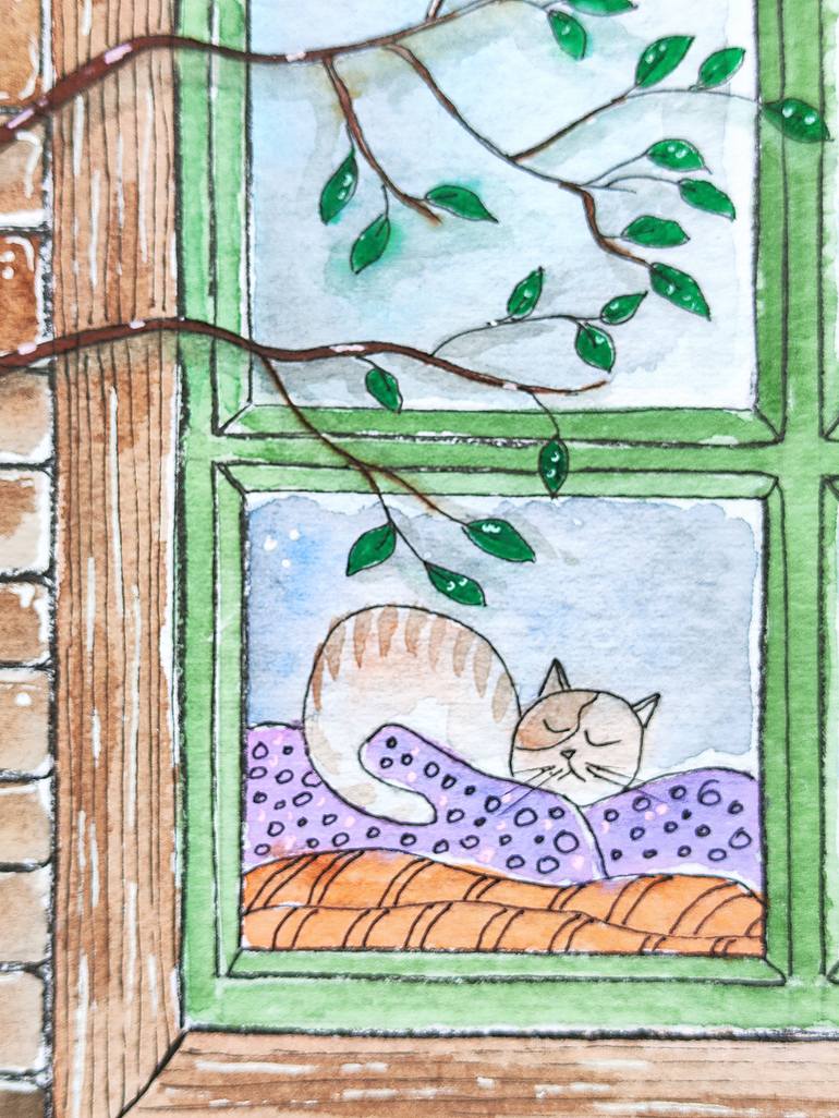 Original Illustration Home Painting by Oksana Buravtseva