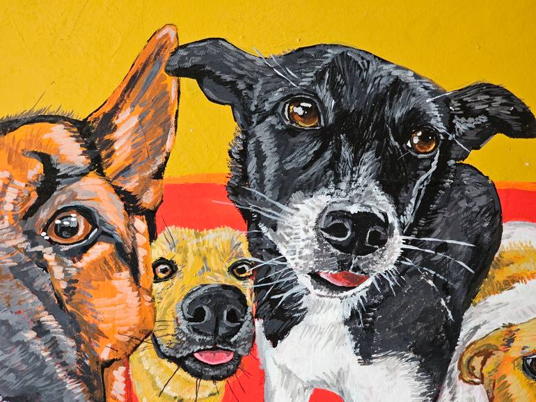 Original Expressionism Dogs Painting by Alina Khoznan
