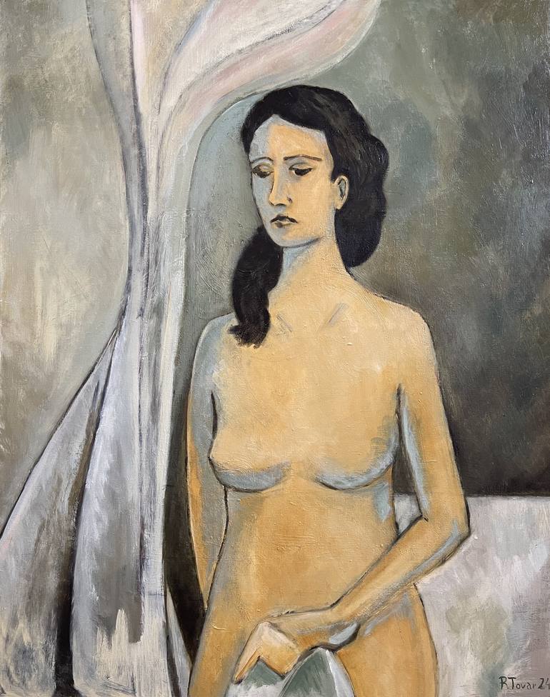 Original Cubism Nude Painting by Ricard J Tovar