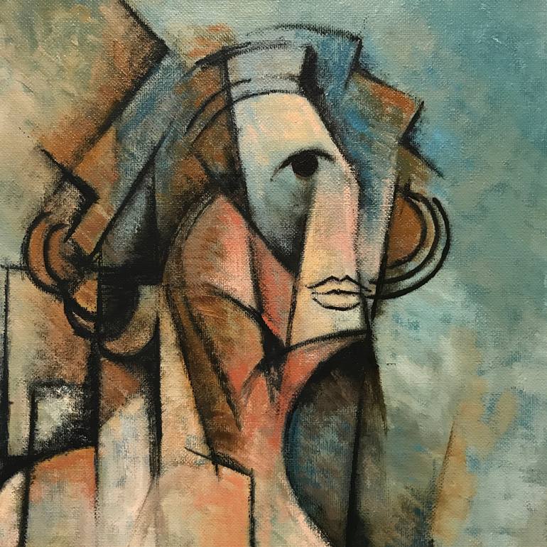 Original Cubism Nude Painting by Ricard J Tovar