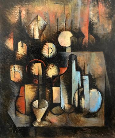 Original Cubism Still Life Paintings by Ricard J Tovar