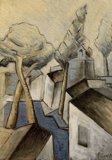 Original Cubism Landscape Paintings by Ricard J Tovar