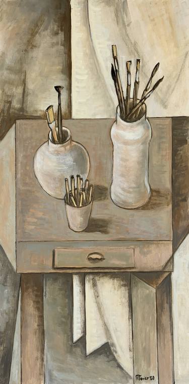 Original Cubism Still Life Paintings by Ricard J Tovar