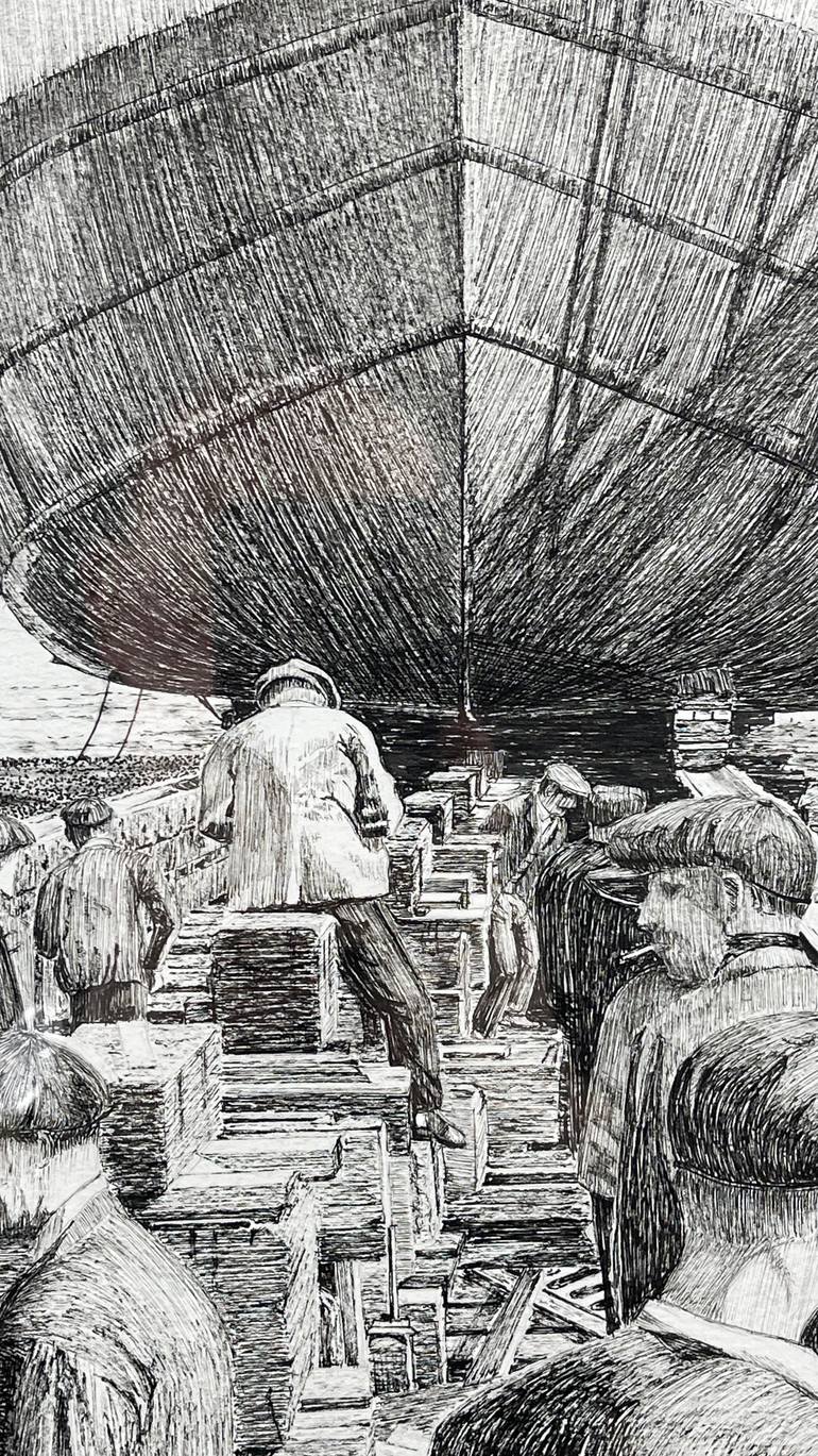 Original Black & White Transportation Drawing by Roger Adamson