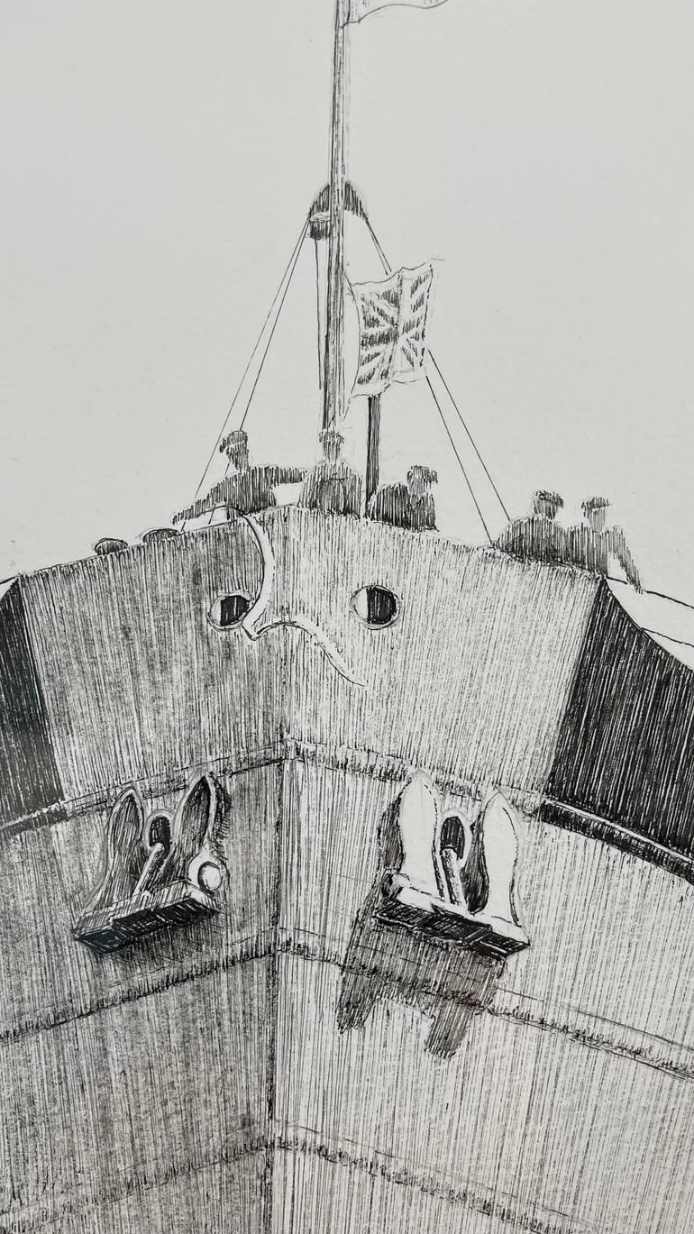 Original Black & White Transportation Drawing by Roger Adamson