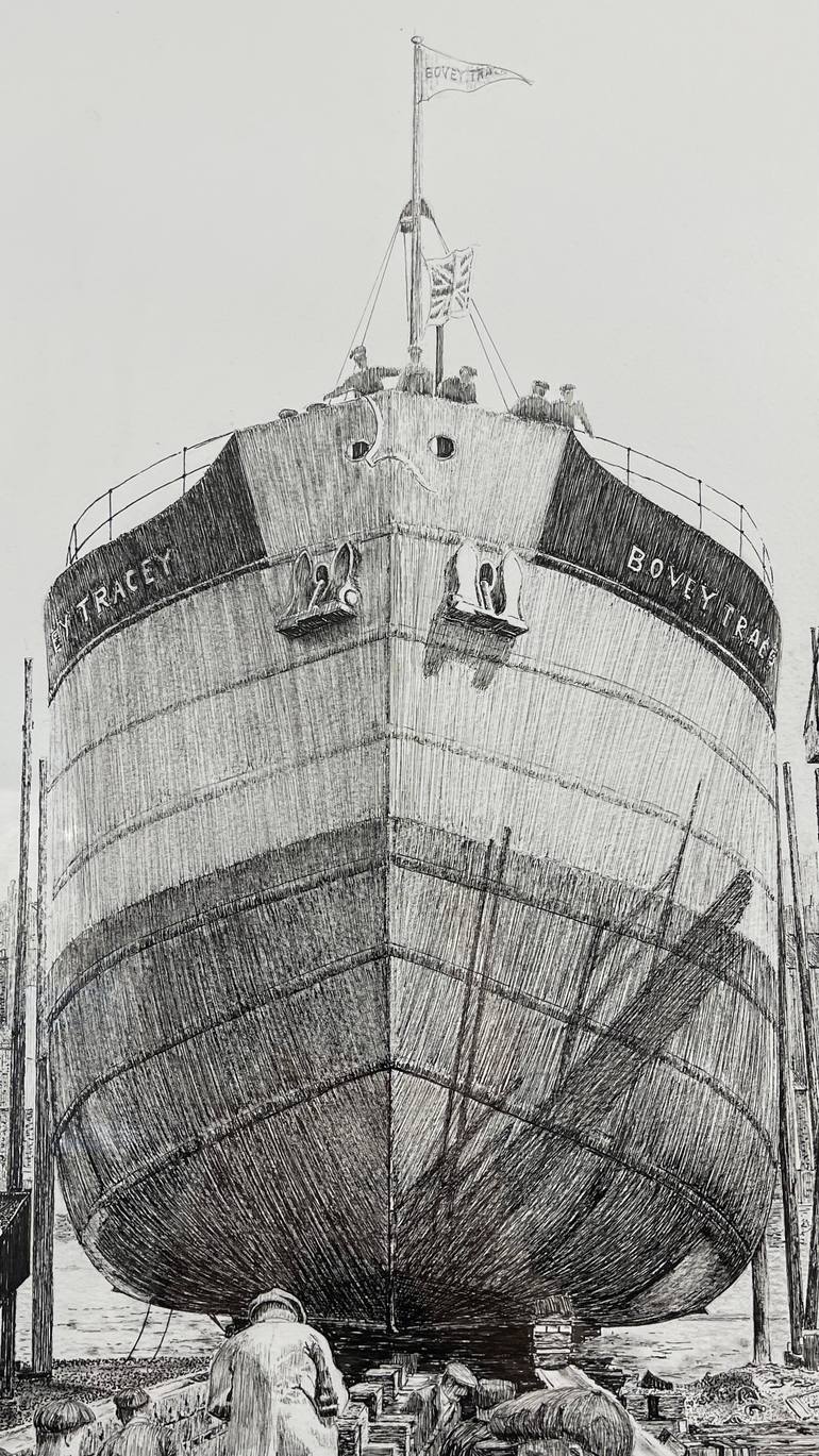 Original Black & White Transportation Drawing by Roger Adamson